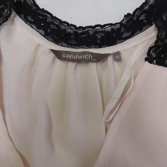 SANDWICH Chiffon Ivory Blouse - Picture 6 of 12
